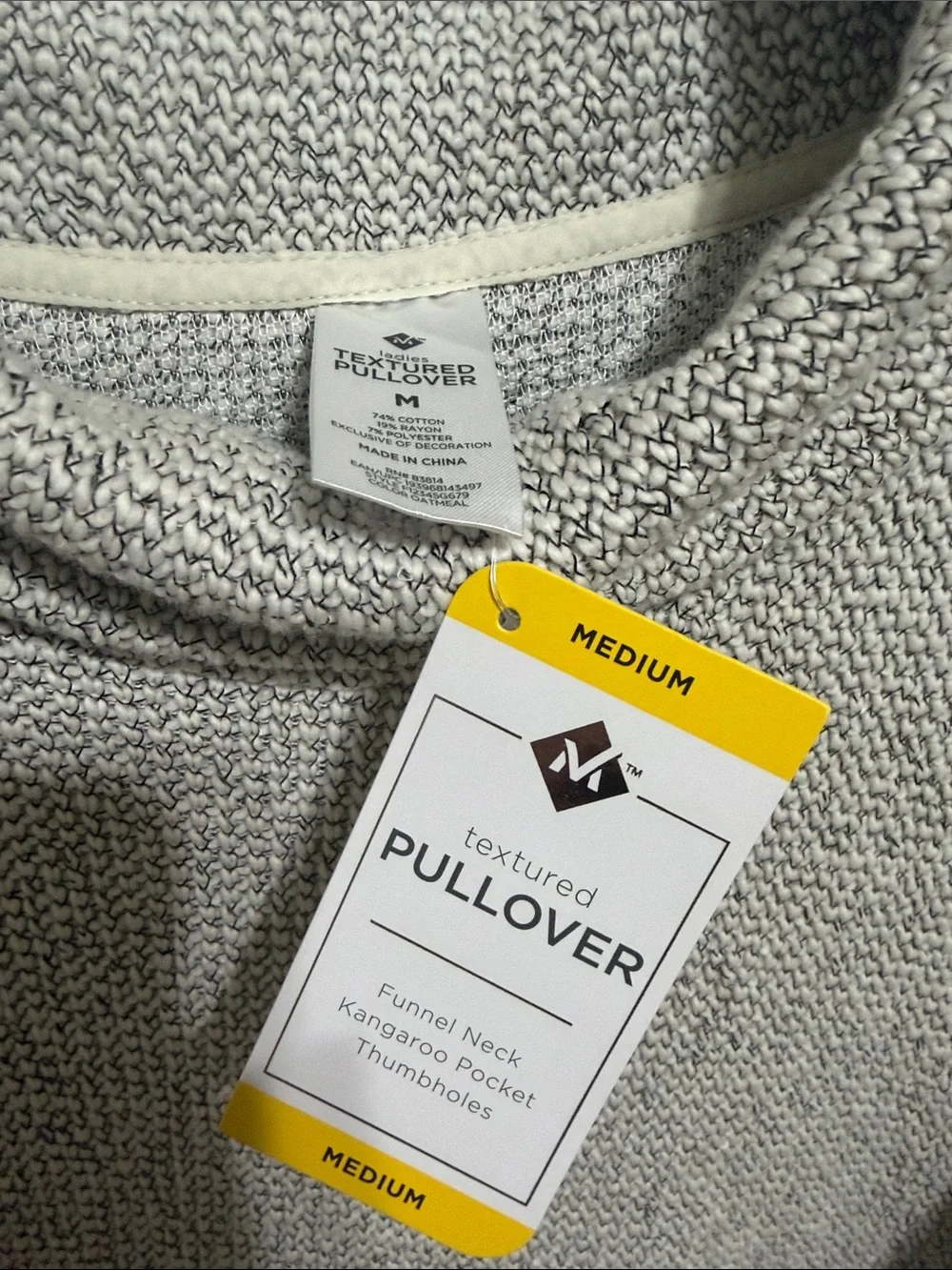 Women's Cream Cowl Neck Knit Pullover with Drawcord Hem & Thumbholes